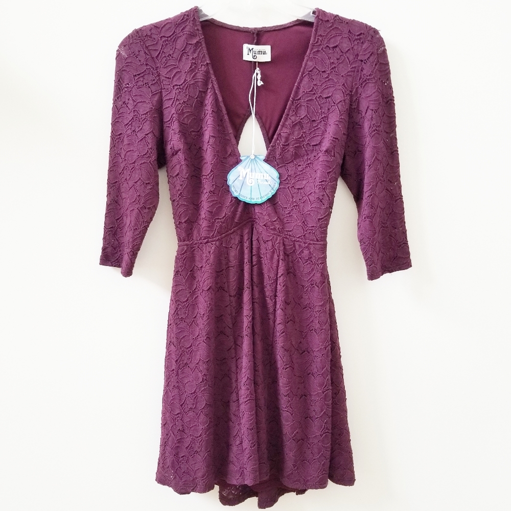 SHOW ME YOUR MUMU Burgundy Lace Mini Dress